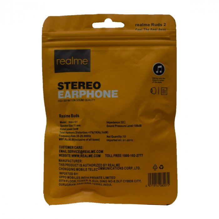 Buy realme Buds 2 In-Ear Wired Earphone (Orange) Online in India