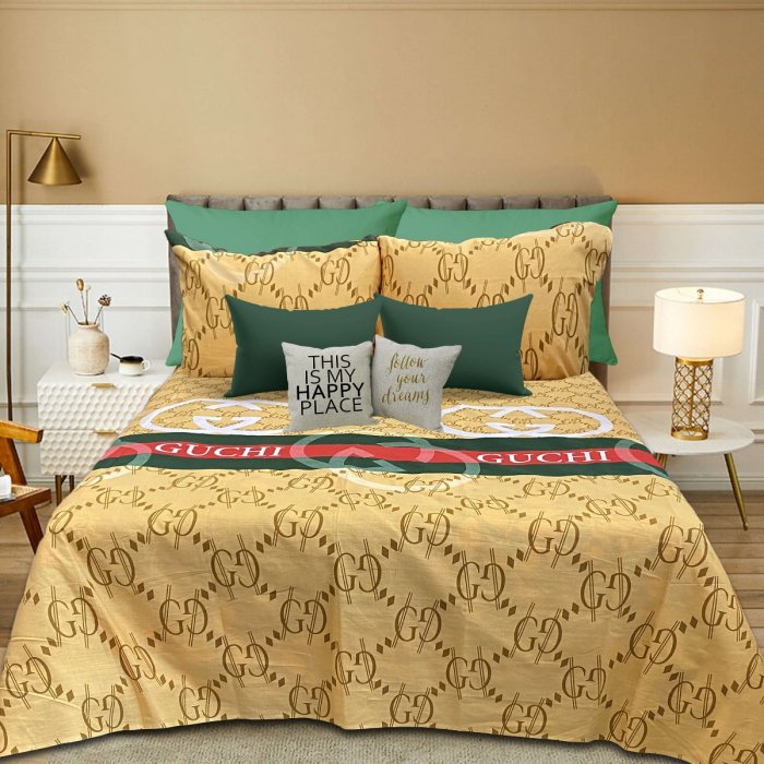 Gucci Printed Luxury Cotton flat Bed sheet Set online 