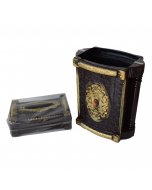 Buy Brown/Golden Fancy Antique Design Tissue Box & Dustbin Set - cartco.pk