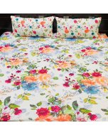Multi Colors Flowers Design single size bed sheet online | Cartco.pk 