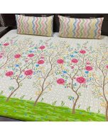 Pink/Green Multi Colors Flowers Design single size bed sheet online | Cartco.pk 
