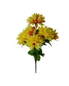 Yellow Flowers with Green leaves Artificial Flower Bush|Cartco.pk 