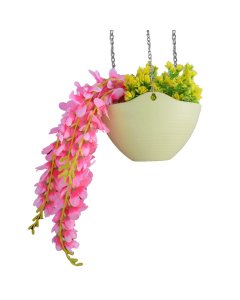 Buy White/Pink Plastic Hanging Pot with Chain online | Cartco.pk 