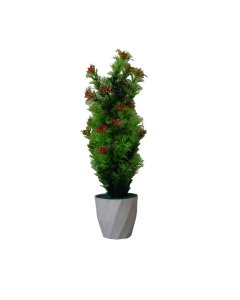 Green With Red Buds Artificial Plastic Potted Flowers | Cartco.pk 