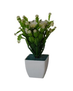 Buy Green with White Artificial Plastic Potted Flowers| Cartco.pk 