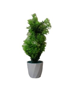 Green with White Buds Artificial Plastic Potted Flowers | Cartco.pk 
