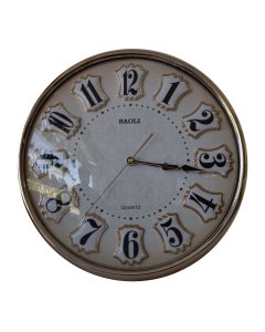 Buy Golden Chrome Baoli Quartz Round Wall Clock - cartco.pk