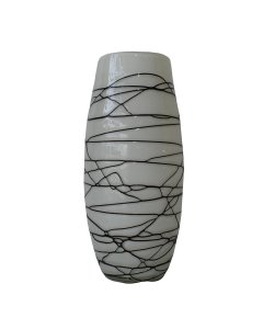 Buy stylish Black Linings White Glass Vase Stone Style | Cartco.pk 