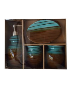 Buy Housewares brown/blue Ceramic Bathroom Set online | Cartco.pk 