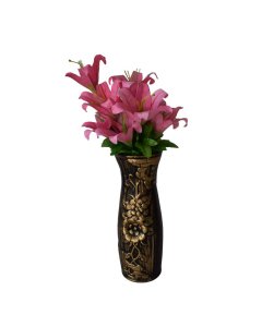 3D Floral Design Plastic Vase with Artificial Flower | Cartco.pk 