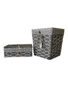 Buy Gray/White Paper rope woven Dustbin and Tissue Box - cartco.pk