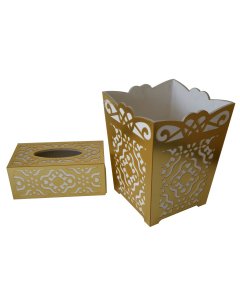 Buy Golden Tissue Box & Dustbin Set online in Pakistan - cartco.pk