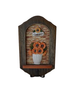 Buy Flower Pot Design Wall Hanging Wooden Key Holder - cartco.pk