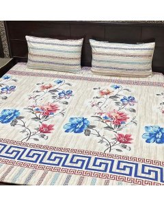 Buy elegant Multicolor Flowers double size bed sheet| Cartco.pk 