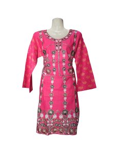 Pink Color Floral Design Ladies Kurta - 1Pcs Embroidered shirt