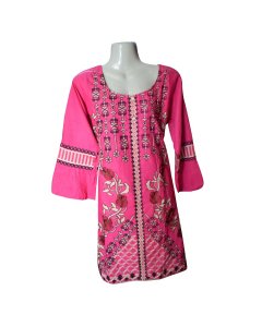 Floral Design Pink Color Ladies Kurta - 1Pcs Embroidered shirt