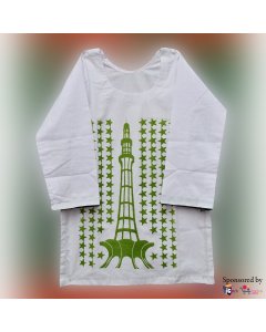 Pure Cotton Handmade Stitched Pakistan Independents Day Shirt For Female Kids