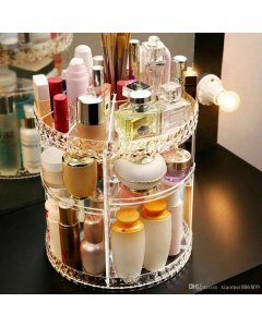 Cosmetic Organizer Diamond 360° Rotation Makeup Storage Shelf With Diamond Pattern