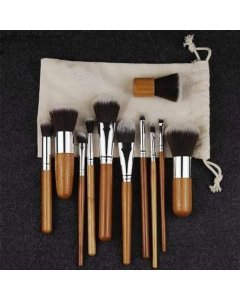 11Pcs Makeup Brushes Set Wooden Handle