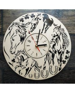 Buy delightful Wooden Horses Design Round Wall Clock - Cartco.pk