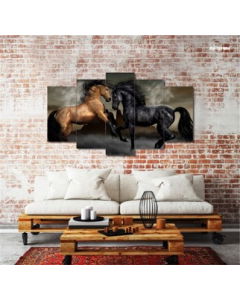 Wood Wall Art Horses 5 Piece Split by Mozter Modern Home Decor