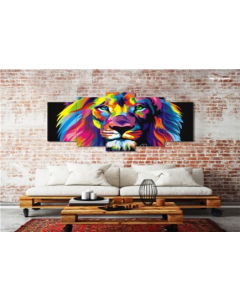 Wall Art Lion Pop Art 5 Piece Vibrant for Modern Home Decor 