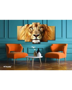 Home Decor Realistic Lion Art 5-Piece Mozter Wildlife Wall Art