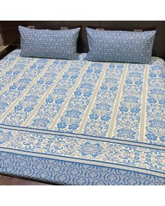 Buy Printed Floral Blue double size Bed sheet Online | Cartco.pk 