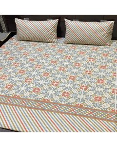 Buy White Lining Floral Design double size Bed sheet| Cartco.pk 