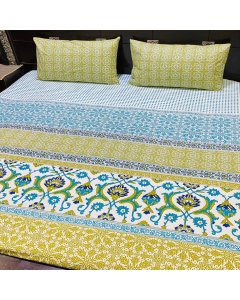 Buy Graceful Yellow/Blue double size bed sheet online | Cartco.pk 