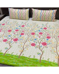Buy Multi Colors Flowers Design king size bed sheet| Cartco.pk 