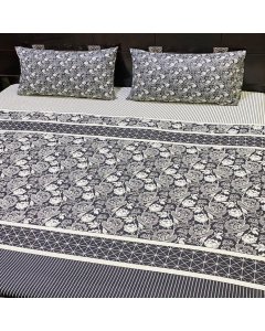 Elegant Floral Gray design king  size bed sheet online | Cartco.pk 