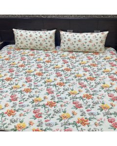 Buy graceful Multi Colors Flower Design double size bed sheet | Cartco.pk 