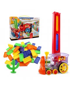 Buy Electric Domino Train Toy Set with 80Pcs Colorful Dominoes Game Building Blocks 