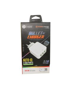 Original Dany Bullet Charger Auto-ID 3.1A Output 3 USB Ports Power Charger H-130