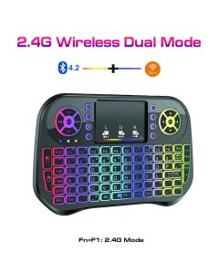 I10 Mini Wireless+Bluetooth Touchpad 7 Color Backlit Light 2.4ghz